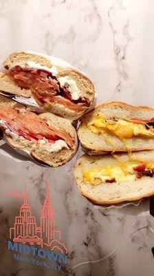 Breakfast bagel sandwiches