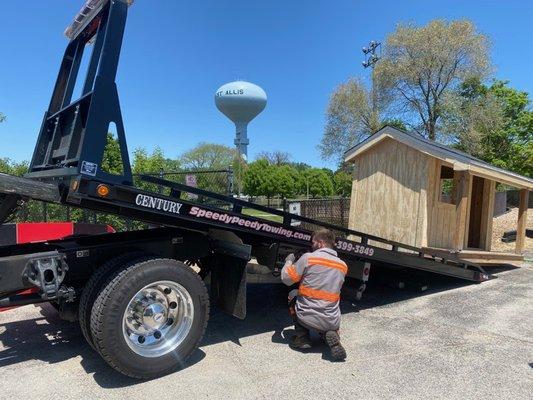 Unloading the playhouse at Franklin Elementary, West Allis