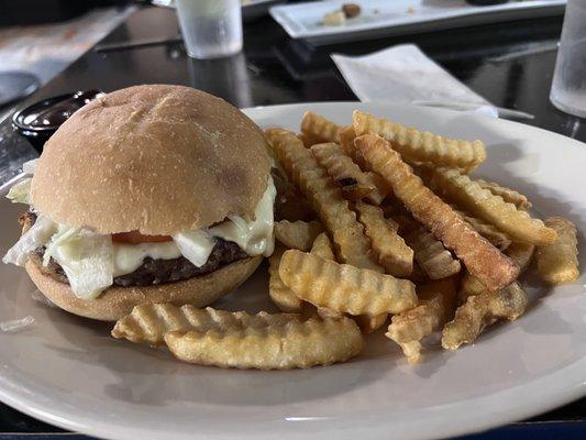 Cheese burger and fries