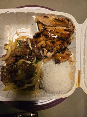 Mongolian beef and teriyaki combo