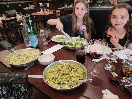 Grandkids loving the pan pasta