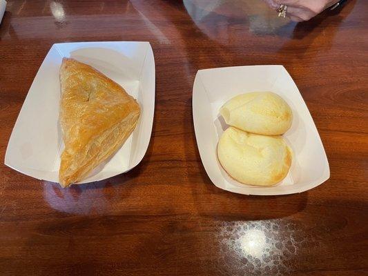 Guava & Cheese pastry (left) Pandebono (right)