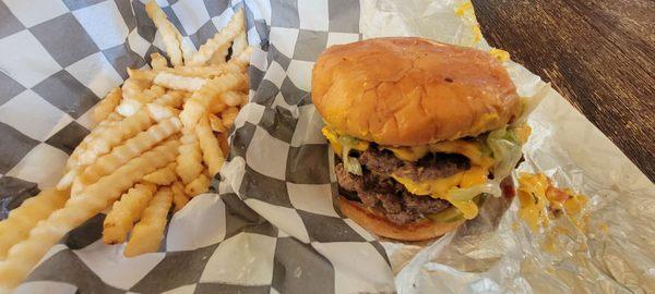 Double cheeseburger and fries