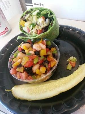 Lunch from the DAHLC cafe: Turkey Avocado Wrap with Black & White Bean Salad