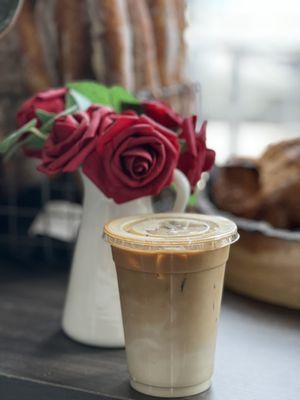 Iced latte with oat milk.