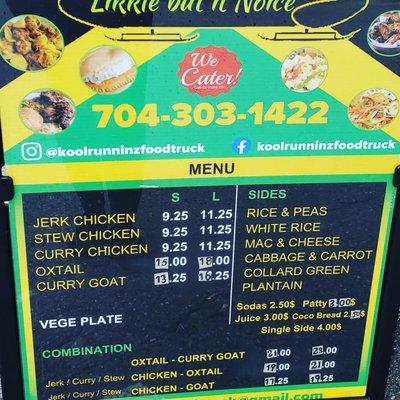 Koolrunninz Food Truck Menu