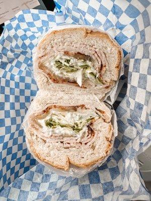 Build your own turkey sammie- turkey, Swiss, Mayo, lettuce and tomato. Basic but SO good