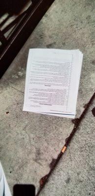 Documents thrown in the street by receptionist