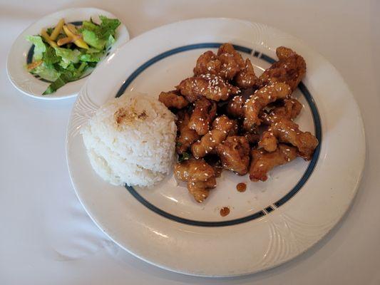 sesame orange chicken (lunch, sub coconut rice)