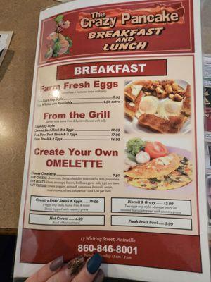 Breakfast menu