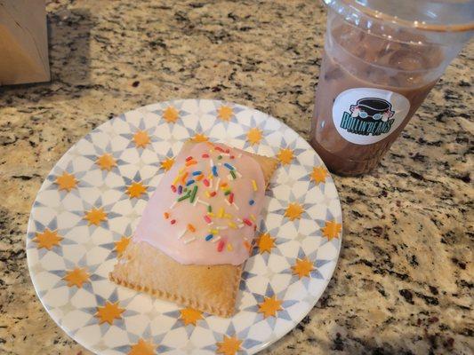 Giant pop Tart and a iced mocha.