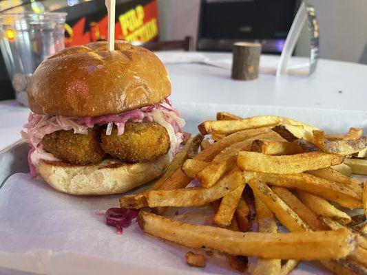 vegan curry cauliflower sandwich on special. delicious.