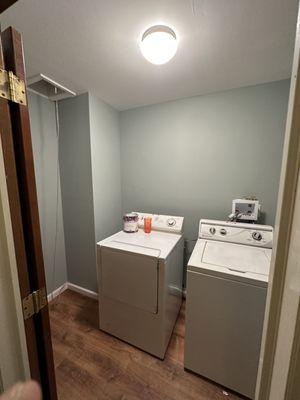 Recent Laundry room update. Repaired walls, complete paint job, new LVT flooring. 2 days!