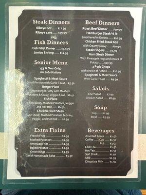 Lunch and dinner menu