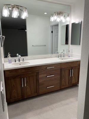 Walnut master bath vanity