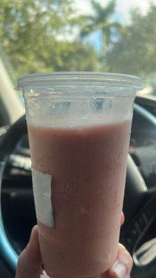 Large strawberry smoothie.