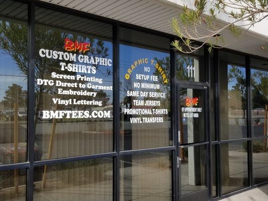 Front of our shop. Facing Charleston Blvd, Corner of Mojave. North/East corner, next to the Immigration.