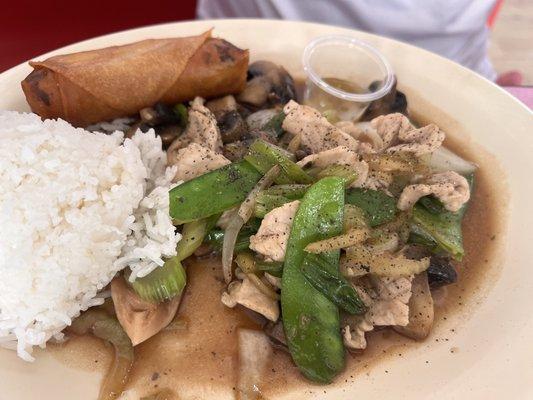 Basil pork and white rice