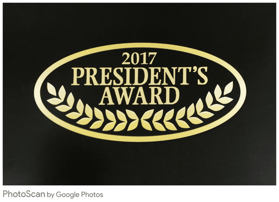 Second year in a row wining Ford Motor Company's prestigious President's Award for Outstanding sales and service.