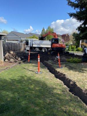 House pad and trenching for pipelines