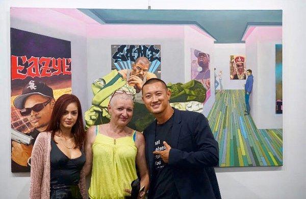 Jenessa and Carlos with artist, Emmanuelle Tornouis