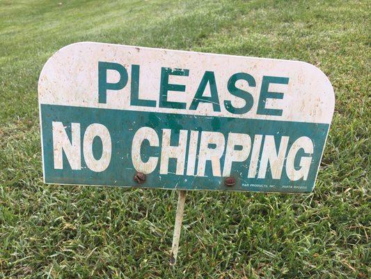 Next to putting greens. I guess the local birds can read.