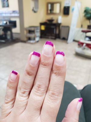 Gel manicure with French tips