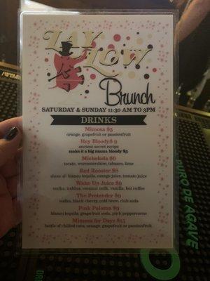 Weekend brunch menu