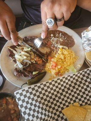 My husband's plate was better than mine. He liked it. Carne asada plate.