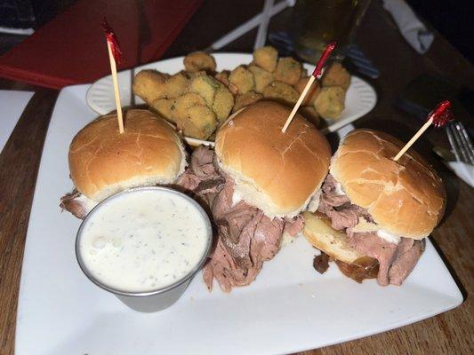 Pot Roast Sliders with fried Okra - very tasty!