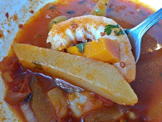 Large shrimp,  chayote squash and carrots