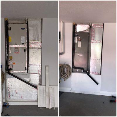 Air handler before & after, 2 stage Lennox AC replacement for this Delray Beach client