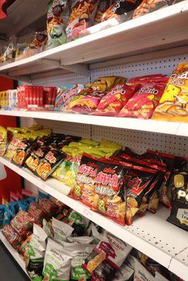 Korean chips and different flavored pork rinds