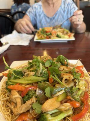 Crispy Fried Noodle and Shrimp Lomein