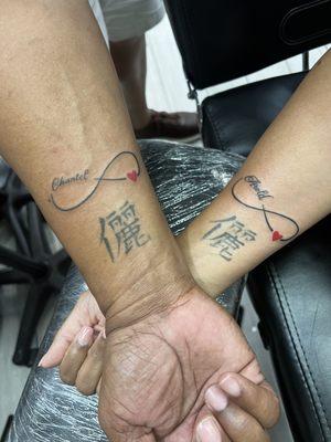 My wife and myself tattoos