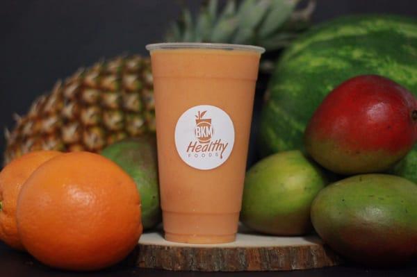 Mango watermelon orange pineapple smoothie