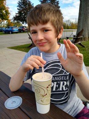 Closing day for the season for ice cream! :-) Large PB milkshake.