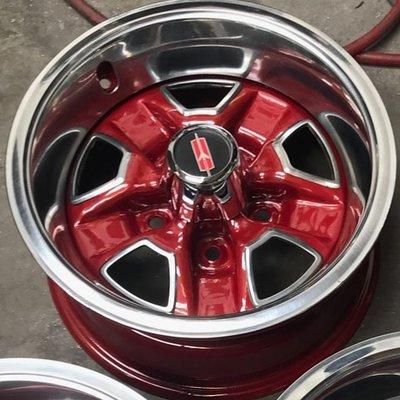 1970 Cutlass wheel powder coated in Toreador Red.