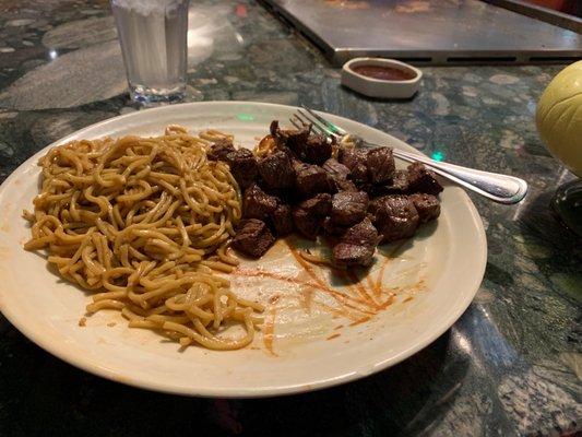 Filet and noodles