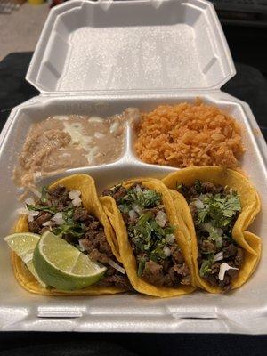 Asada taco platter