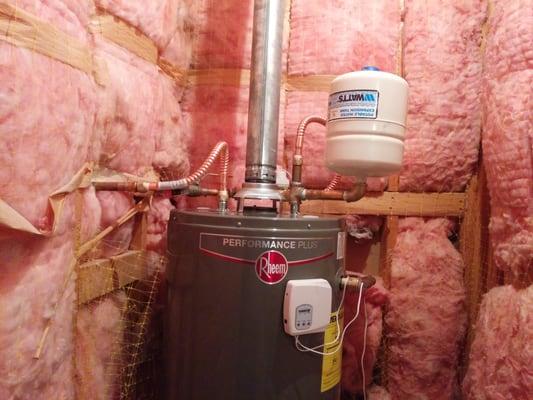 Installation of  a 40 gallon Rheem water heater