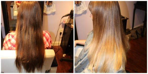 Before & After look at an ombre by Jaclynn Kate