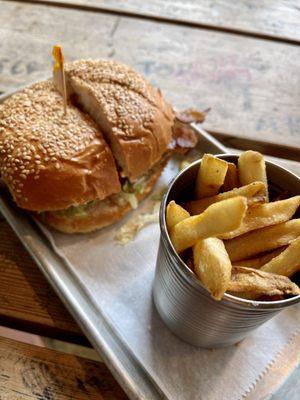 BBQ chicken sandwich - at the beer hall.