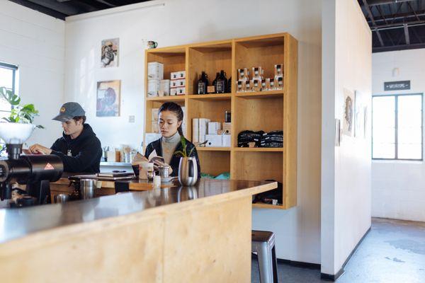 Bar seating for a front row view of barista magic.