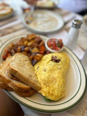 Avocado Omelette with medley potatoes was delicious