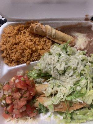 Taquito Dinner, loved it and the rice and beans were perfect!