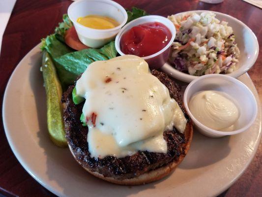 California Cheeseburger with coleslaw