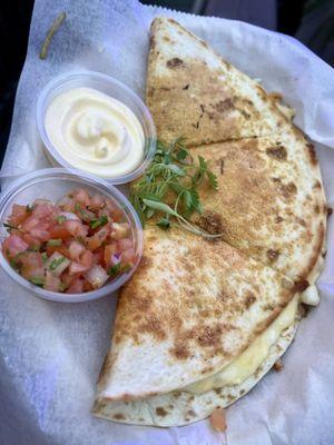 3 Cheese Quesadilla. Of course as per our kid's request.