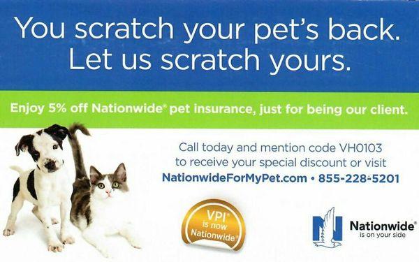 Stop into our clinic on Monday February 19th from 4 p.m.-7 p.m. for a FREE insurance quote from Nationwide Pet Insurance.