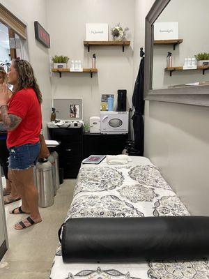 Cryo-Facials treatment area.